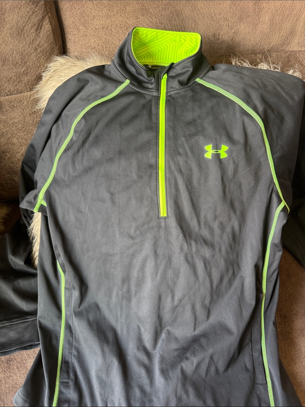 Under Armour Black Performance Half-Zip Pullover with Neon Green Accents